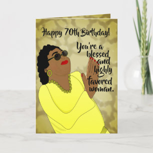 Agradecimiento Tarjeta de cumpleaños 70 de moda para mujer afroam