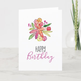 Agradecimiento Tarjeta de cumpleaños acuarela floral