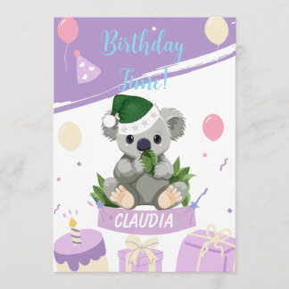 Agradecimiento Tarjeta de cumpleaños adorable de koala con globos