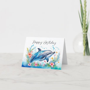 Agradecimiento Tarjeta de cumpleaños Adorable para delfines