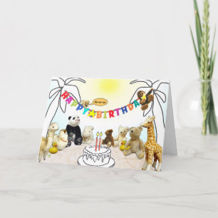 Agradecimiento Tarjeta de cumpleaños Animales Dos Velas