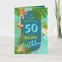 Tarjeta de cumpleaños anual verde teal paraíso tro