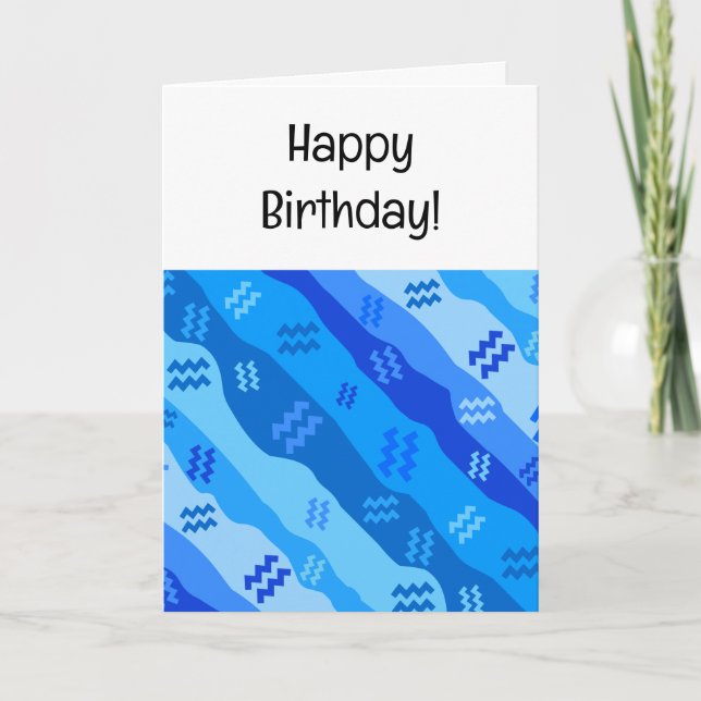 Agradecimiento Tarjeta de cumpleaños Aquarius Zodiac Stripes (Anverso)
