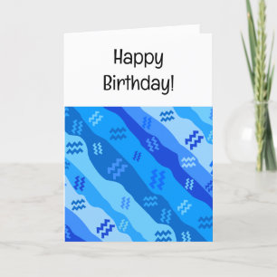 Agradecimiento Tarjeta de cumpleaños Aquarius Zodiac Stripes