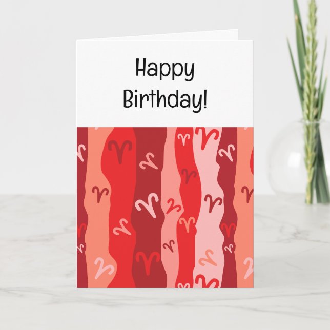 Agradecimiento Tarjeta de cumpleaños Aries Zodiac Stripes (Anverso)