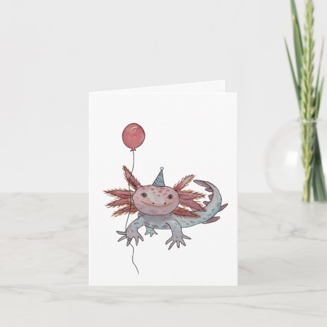 Agradecimiento tarjeta de cumpleaños axolotl (Anverso)