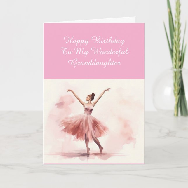 Agradecimiento Tarjeta de cumpleaños Ballerina para una nieta (Anverso)