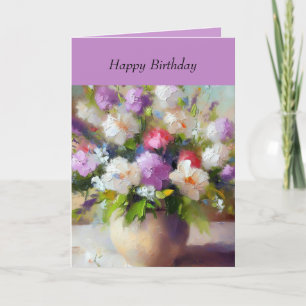Agradecimiento Tarjeta de cumpleaños con diseño floral púrpura