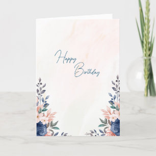 Agradecimiento Tarjeta de cumpleaños con el tema Flores azules