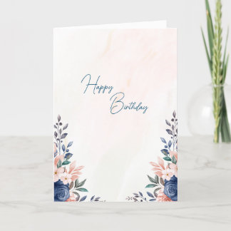 Agradecimiento Tarjeta de cumpleaños con el tema Flores azules