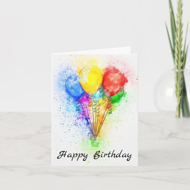 Agradecimiento Tarjeta de cumpleaños con globos (Anverso)