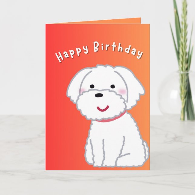 Agradecimiento Tarjeta de cumpleaños con gráfico de perro, Naranj (Anverso)