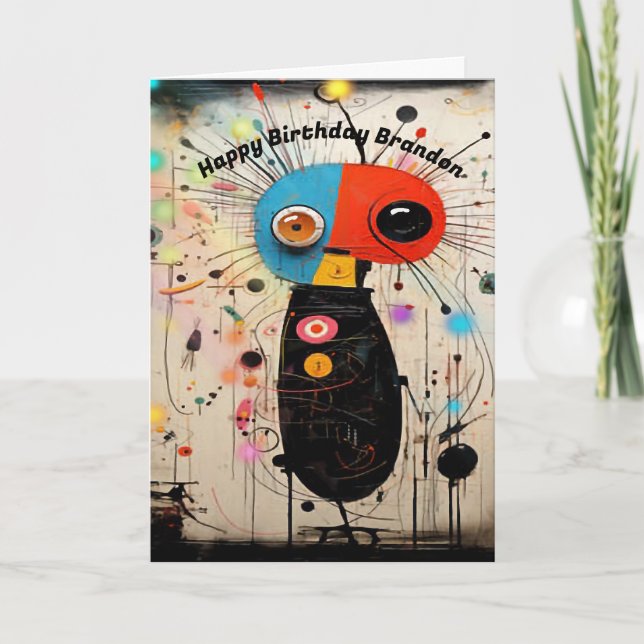 Agradecimiento Tarjeta de cumpleaños con insecto abstracto para n (Anverso)