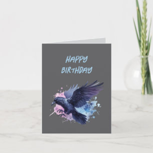 Agradecimiento Tarjeta de cumpleaños Cuervo Gótico Estética Oscur