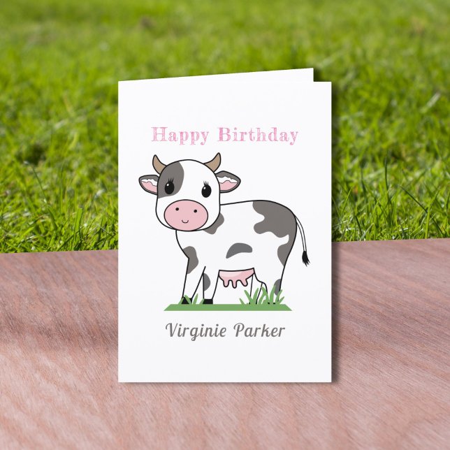Agradecimiento Tarjeta de cumpleaños Cute Cow (Cute Cow Birthday Card )