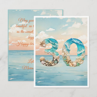 Agradecimiento Tarjeta de cumpleaños de 30 años de playa hermosa