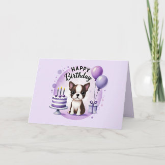 Agradecimiento Tarjeta de cumpleaños de adorable Boston Terrier