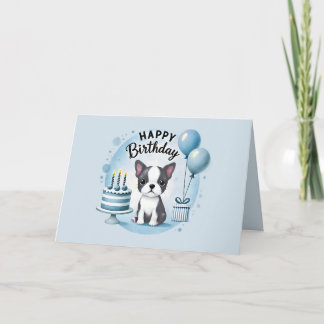 Agradecimiento Tarjeta de cumpleaños de adorable Boston Terrier
