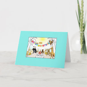 Agradecimiento Tarjeta de cumpleaños de animales con vela numeral