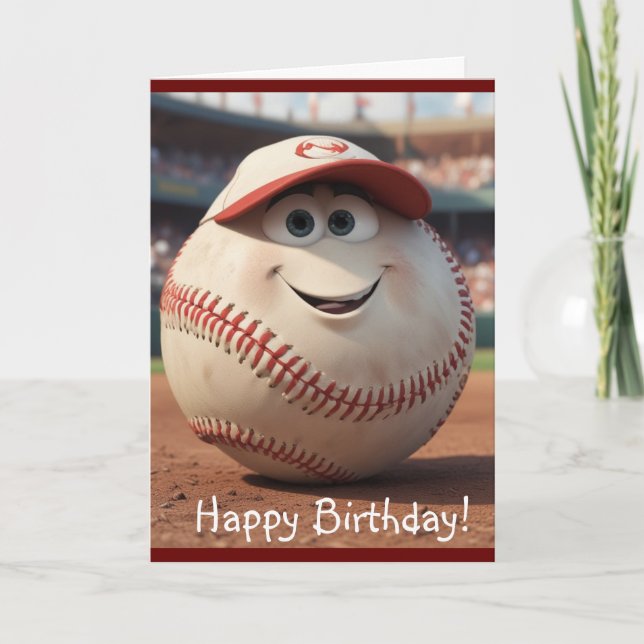 Agradecimiento Tarjeta de cumpleaños de béisbol de dibujos animad (Anverso)