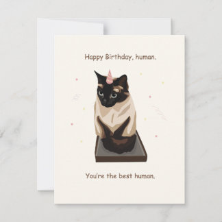 Agradecimiento Tarjeta de cumpleaños de bienvenida con gato siamé