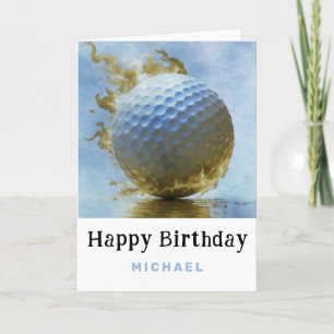 Agradecimiento *~* Tarjeta de cumpleaños de bola de golf azul hum