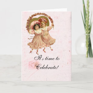 Agradecimiento Tarjeta de cumpleaños de Chica rosado Shabby victo