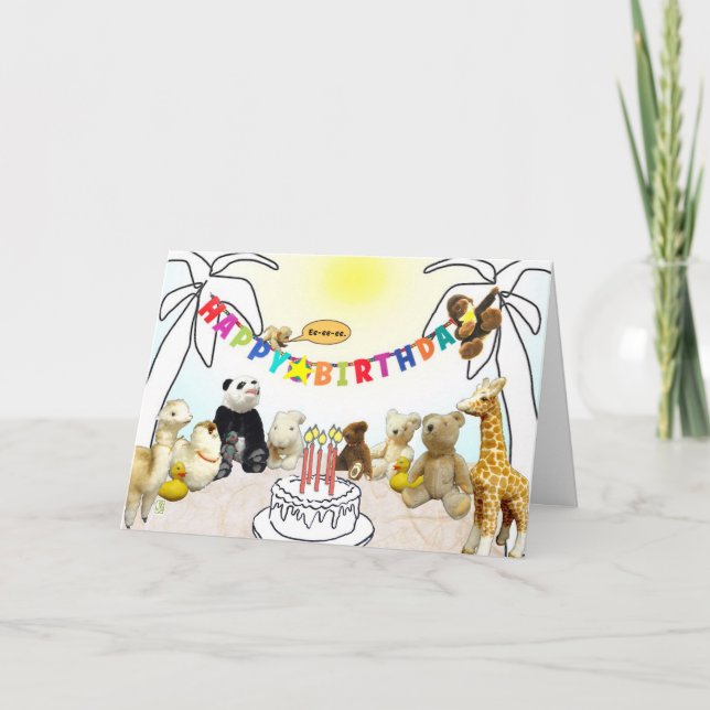 Agradecimiento Tarjeta de cumpleaños de cinco velas para animales (Anverso)