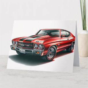 AGRADECIMIENTO TARJETA DE CUMPLEAÑOS DE COCHE MUSCULOSO ROJO