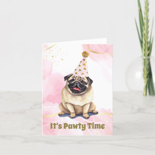 Agradecimiento Tarjeta de cumpleaños de color de agua de Pug fies