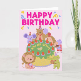 Agradecimiento Tarjeta de cumpleaños de Cute Animals