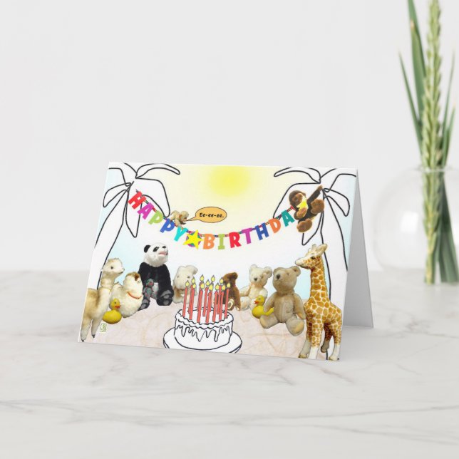 Agradecimiento Tarjeta de cumpleaños de doce velas para animales (Anverso)