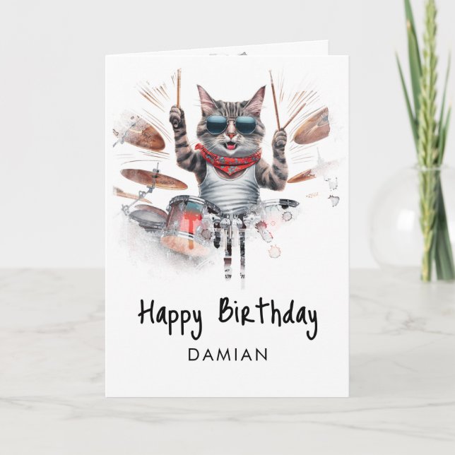 Agradecimiento *~* Tarjeta de cumpleaños de DRUMMER para gato Gua (Anverso)