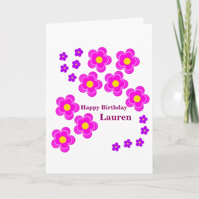 Agradecimiento Tarjeta de cumpleaños de Flor para ella (Anverso)