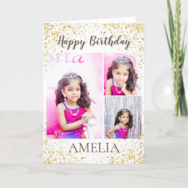 Agradecimiento Tarjeta de cumpleaños de fotos personalizada Gold