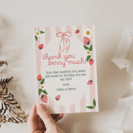 Agradecimiento Tarjeta de cumpleaños de fresa Gracias por mucho