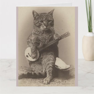 AGRADECIMIENTO TARJETA DE CUMPLEAÑOS DE GATO TOCANDO BANJO