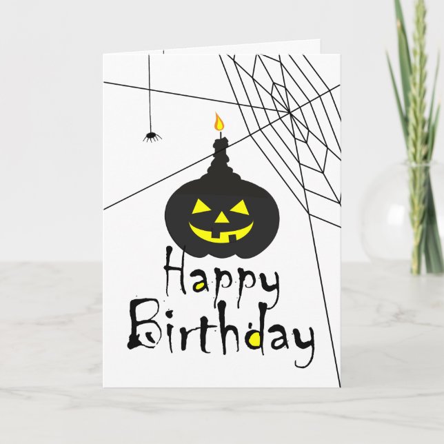 Agradecimiento Tarjeta de cumpleaños de Jack O' Lantern negra esp (Anverso)