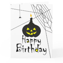Tarjeta de cumpleaños de Jack O' Lantern negra esp