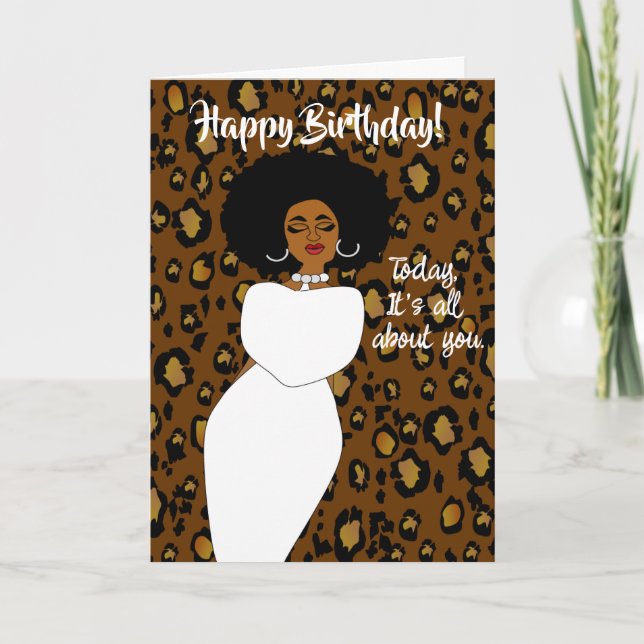 Agradecimiento Tarjeta de cumpleaños de la afroamericana Lady Leo (Anverso)