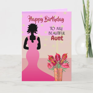 Agradecimiento Tarjeta de cumpleaños de la tía afroamericana