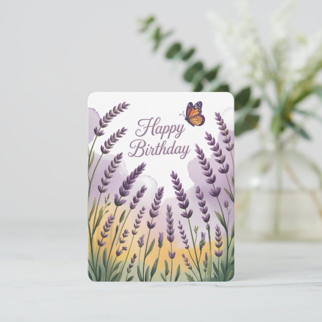 Agradecimiento Tarjeta de cumpleaños de lavanda (Anverso de pie)