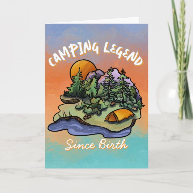 Agradecimiento Tarjeta de cumpleaños de leyenda de camping (Anverso)