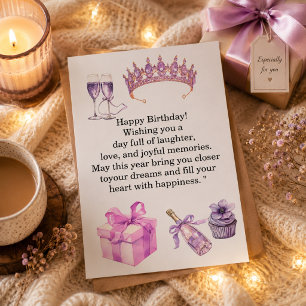 Agradecimiento Tarjeta de cumpleaños de lujo morada para mujeres