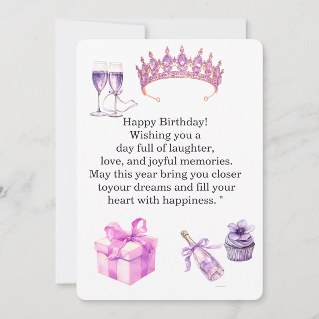 Agradecimiento Tarjeta de cumpleaños de lujo morada para mujeres  (Anverso)