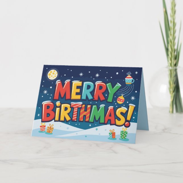 Agradecimiento Tarjeta de cumpleaños de Navidad Feliz Cumpleaños  (Anverso)