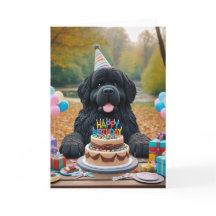 Tarjeta de cumpleaños de otoño para Newfie negro