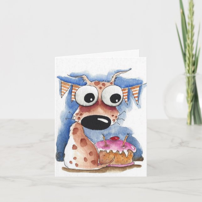 Agradecimiento Tarjeta de cumpleaños de perro caprichosa (Anverso)