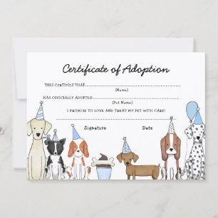 Agradecimiento Tarjeta de cumpleaños de perro con certificado de