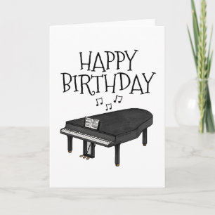 Agradecimiento Tarjeta de cumpleaños de piano de cola pianista mú
